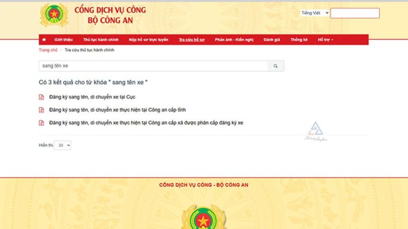 Sang tên xe máy cũ thông qua cổng dịch vụ công Bộ Công an bằng tài khoản VNeID mức độ 2 (Nguồn: internet)